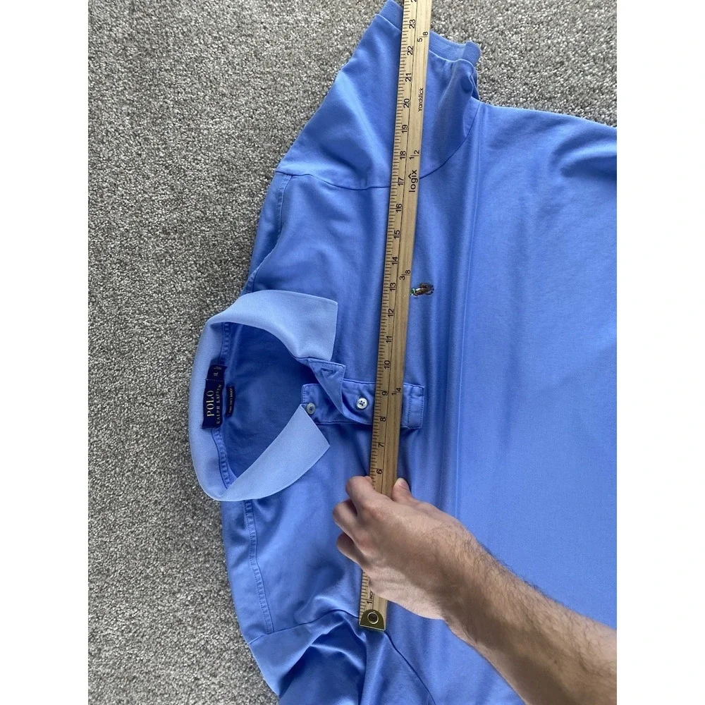 Polo Ralph Lauren Blue Pima Soft Touch Cotton Polo Mens XL Classic Flesh Pony‎